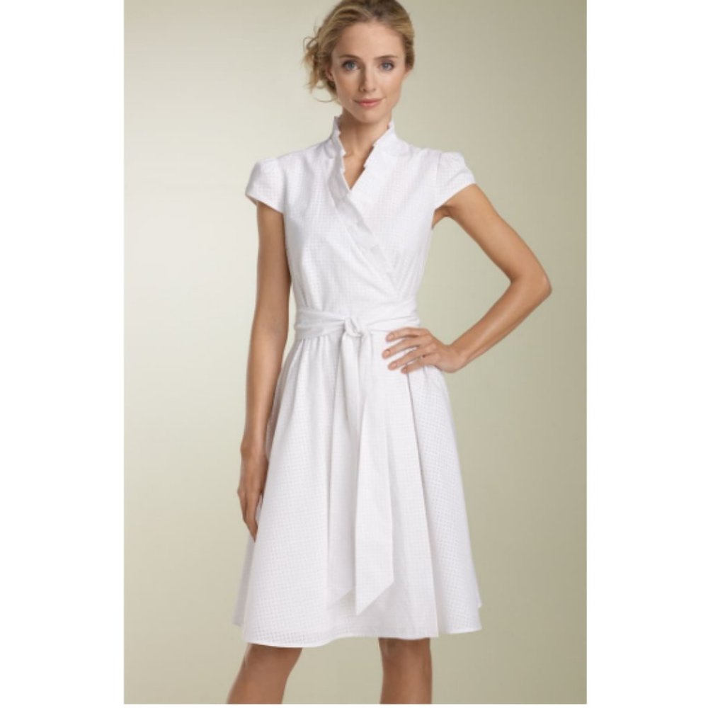 Calvin Klein White Laser Cut Ruffle Dress